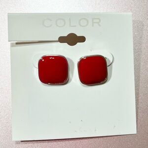 Classy Red Square Fashion Stud Earrings